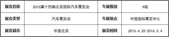 2016第十四屆北京國際汽車展覽會觀展指南